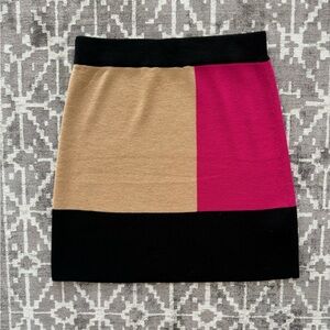 NWOT S Ann Taylor LOFT Color block Black Tan Hot Pink Knit Skirt